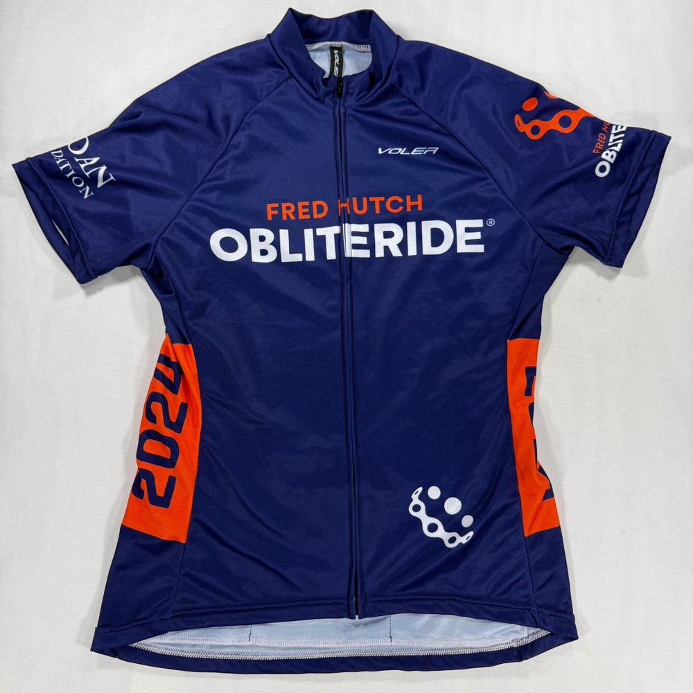 Voler Fred Hutch Obliteride Cycling Jersey Womens Small Blue Orange Short Sleeve